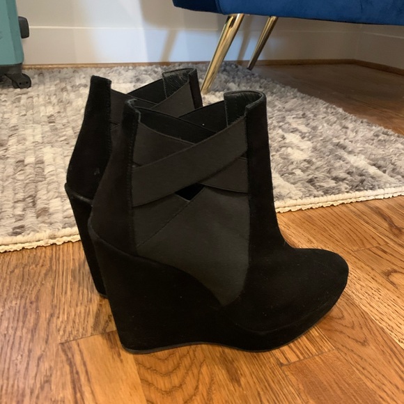 Stuart Weitzman Black Wedge Booties - Picture 1 of 9